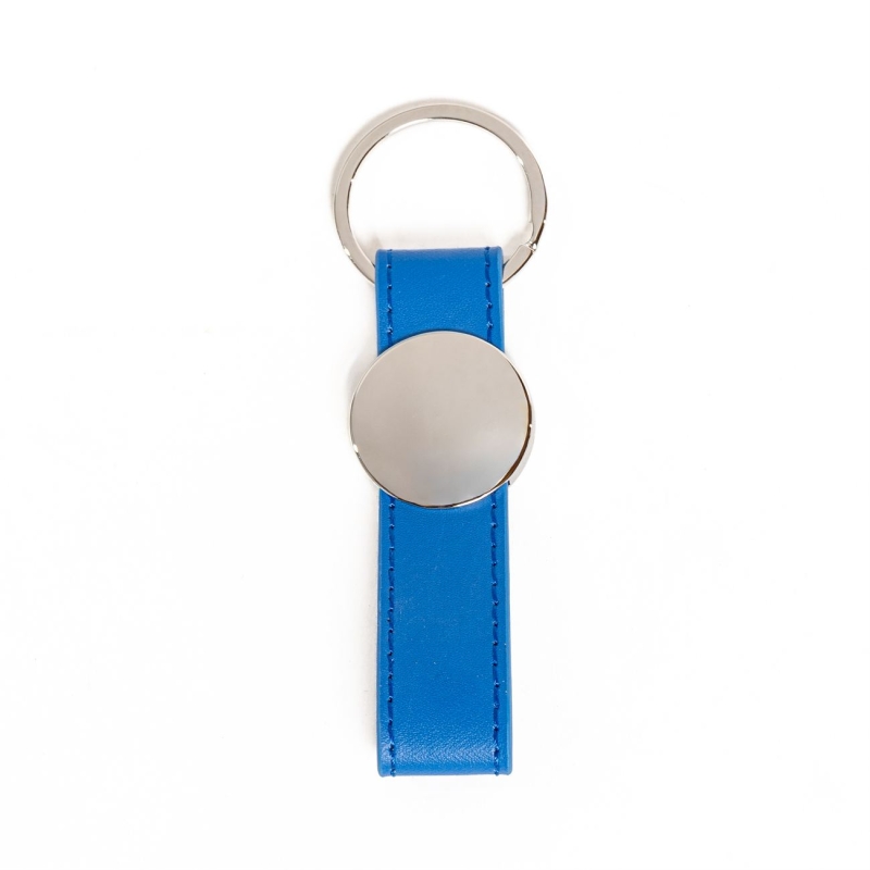 9155.Llavero metal circular con simil cuero