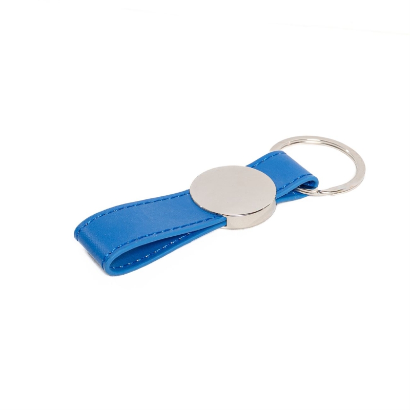 9155.Llavero metal circular con simil cuero