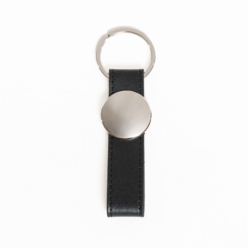9155.Llavero metal circular con simil cuero