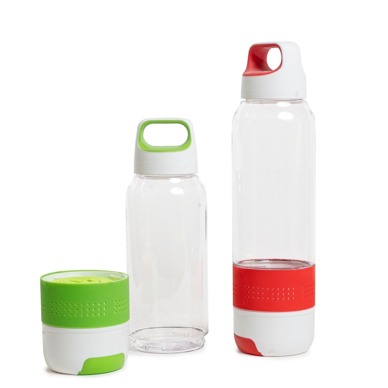 HL8477.Botella PVC cristal con toalla de microfibra