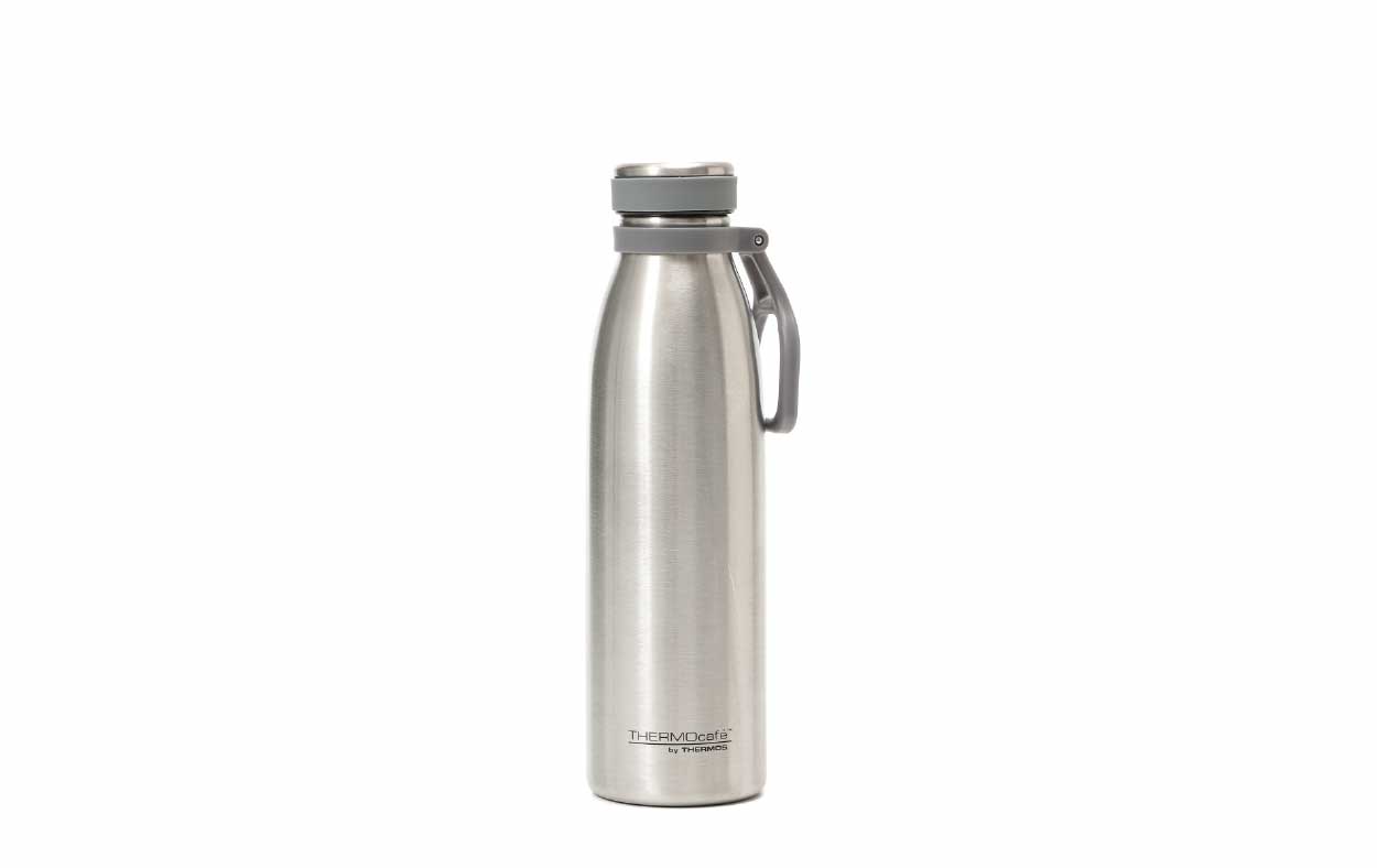 Botella térmica ThermoCafé plateada con manija 500ml